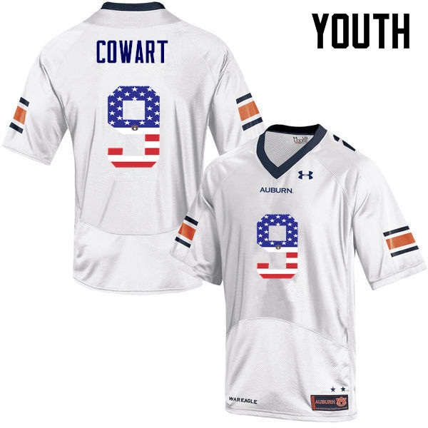 Youth Auburn Tigers #9 Byron Cowart USA Flag Fashion White College Stitched Football Jersey
